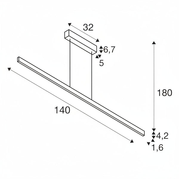 LED-Pendelleuchte SLV ONE LINEAR 140 PD PHASE – 35 W, 1810 lm, 2700/3000 K, Schwarz
