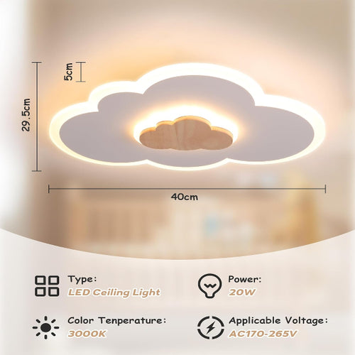 FANLG LED Deckenlampe Kinderzimmer, 40CM Wolke Deckenleuchte Kinderlampe Warmweiss 3000K kreative Wolkenlampe Deckenlampe für Kinderzimmer | Schlafzimmer