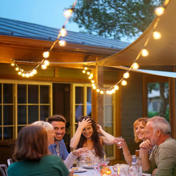 Lichterkette Aussen Outdoor LED Strom - 30M Aussen Beleuchtung Garten Balkon - Lichterketten Glühbirnen Pavillon Terrasse Party Draußen String Lights - Wetterfest Dimmbar Fernbedienung Partybeleuchtung