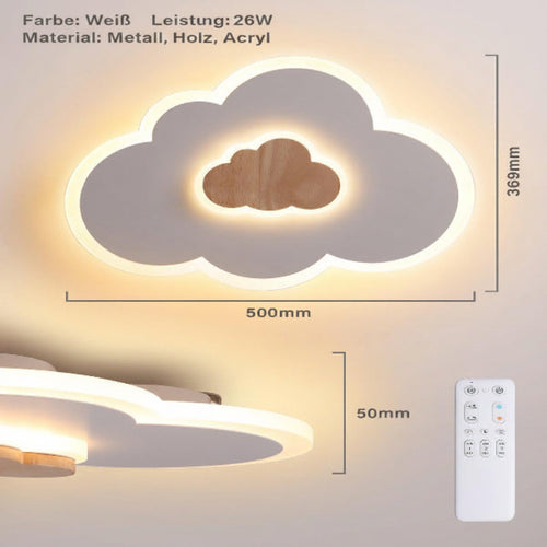FANLG LED Deckenlampe Wolken, 26W 50CM Kinderlampe Deckenleuchte dimmbar mit Fernbedienung 3000-6000K, kreative Wolkenlampe Holz Deckenlampe für Kinderzimmer | Schlafzimmer | Wohnzimmer