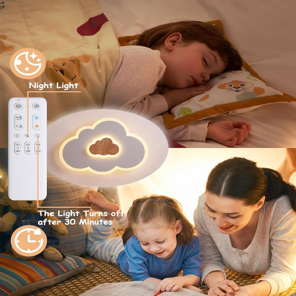 FANLG LED Deckenlampe Wolken, 26W 50CM Kinderlampe Deckenleuchte dimmbar mit Fernbedienung 3000-6000K, kreative Wolkenlampe Holz Deckenlampe für Kinderzimmer | Schlafzimmer | Wohnzimmer